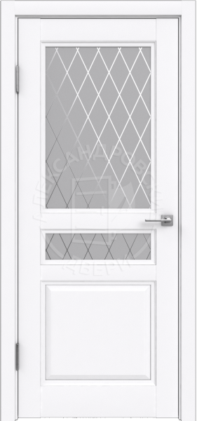 Межкомнатная дверь ALEX DOORS Каролина ДО Белая эмаль (soft)/ Сатин рис. "Ромб" 900х2000