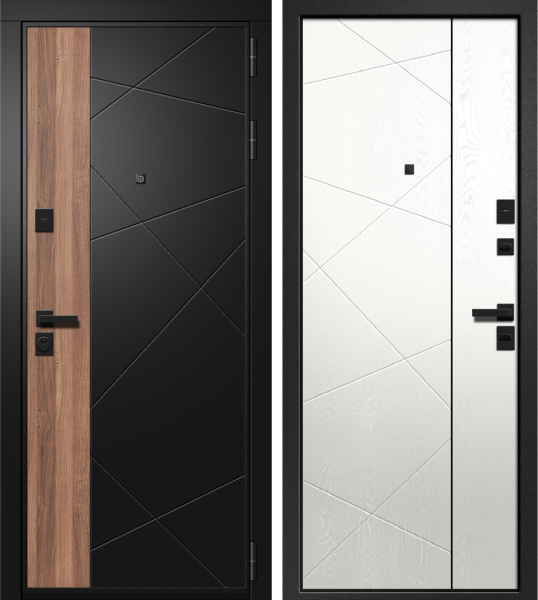 Входная дверь KOVA Титан Черный кварц/ Силк сноу 860х2050 Левое