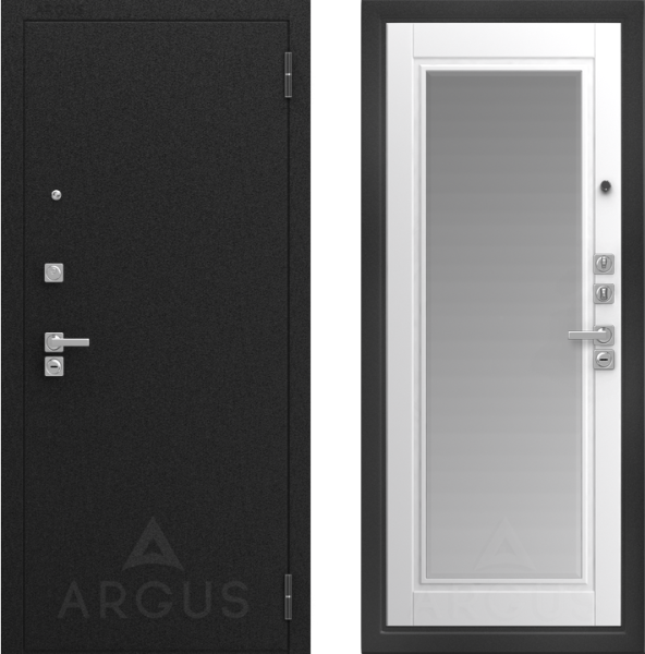 Входная дверь Argus ДА 96 Крейзи Черный шелк/ Эмалит арктик 870х2060 Левое
