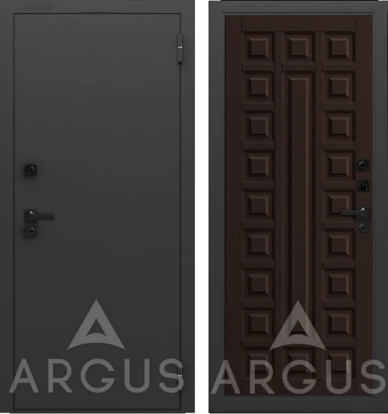 Входная дверь с терморазрывом Argus Тепло LE Муар графит 7021 Экстра Венге тисненный 970х2050 Левое
