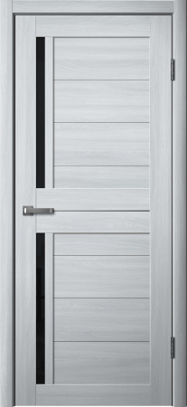 Межкомнатная дверь FlyDoors 202 ДО  Ясень пепельный/ Черный лакобель  900х2000