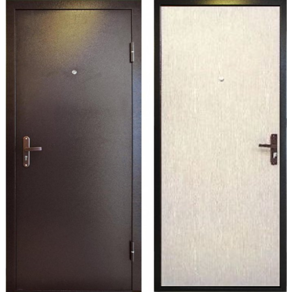 Входная дверь Эконом стройка Медный антик/ Беленый дуб 860х2050 Левое