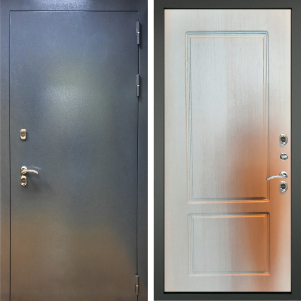 Входная дверь с терморазрывом Дверной континент Термаль Элит Букле темный/ Лиственница беленая 860х2050 Левое