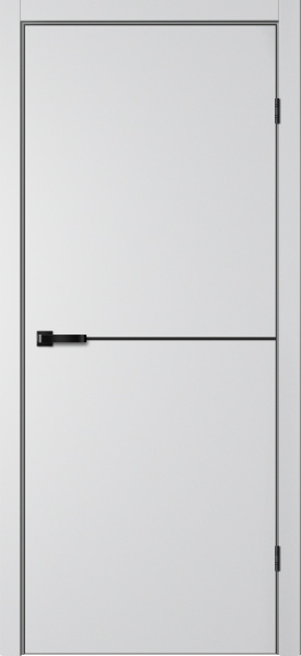 Межкомнатная дверь FlyDoors FN 32 ДГ Эмалит Серебристый, кромка ABS черная с 4-х сторон 900х2000 (Защелка магнит. WC)