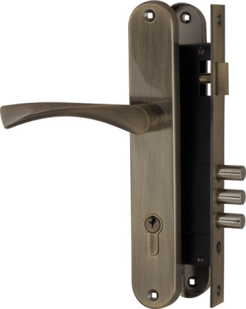 Замок цилиндровый Fuaro LOCKSET.9011 в комплекте с ручкой AB Бронза