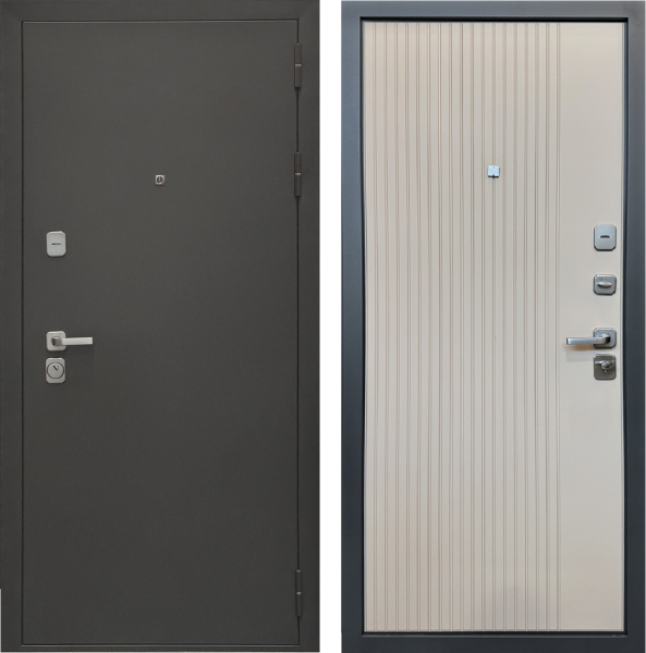 Входная дверь Страж 3К Люкс 6 Колоре гриджио/ Стронг сливки 860х2050 Левое