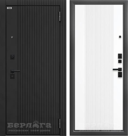 Входная дверь Берлога Тринити Элемент 2П  Фрейда черный кварц/ Эмалит Арктик  870х2060 Левое