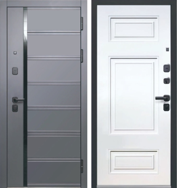 Входная дверь Luxor 2МДФ Куб Нео Графит/ Белый 860х2050 Левое