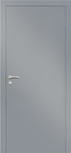 Межкомнатная дверь ОЛОВИ глухая с притвором Эмаль Серая RAL 7040 M10x21 (Замок 2041)