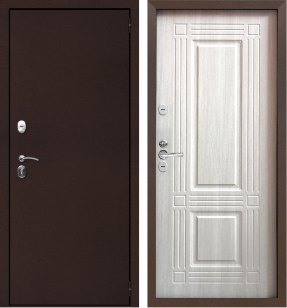 Входная дверь с терморазрывом Страж 3К Тепло Антик медь/ Меландж светлый 860х2050 Левое