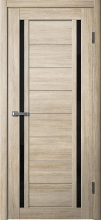 Межкомнатная дверь FlyDoors 203 ДО  Ясень латте/ Черный лакобель  700х2000