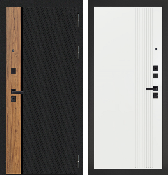 Входная дверь AGAT Статус Черная шагрень/ Белый 860х2050 Левое