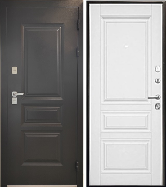 Входная дверь с терморазрывом Барселона  Серый муар/ Белый 860х2050 Левое