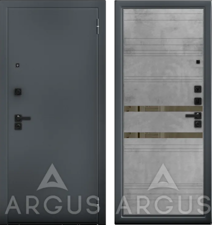 Входная дверь Argus ДА 65 Ювентус Black Style Букле графит/ Бетон светлый 870х2050 Правое