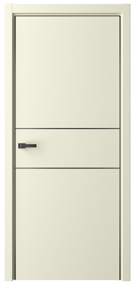 Межкомнатная дверь Albero Лайн-3 ДГ Слоновая кость/ кромка Алюм.хром с 3-х сторон 900х2000 (Защелка магнит. WC)