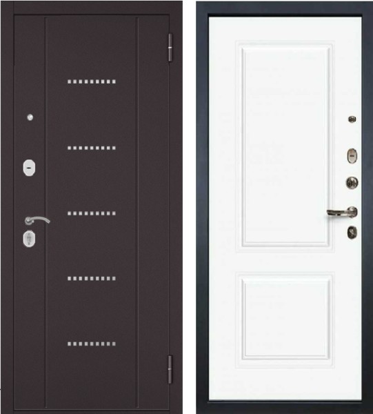 Входная дверь Мастино Trust Eco Муар черный RL-12/ Софт белый матовый 9ED-1 860х2050 Левое