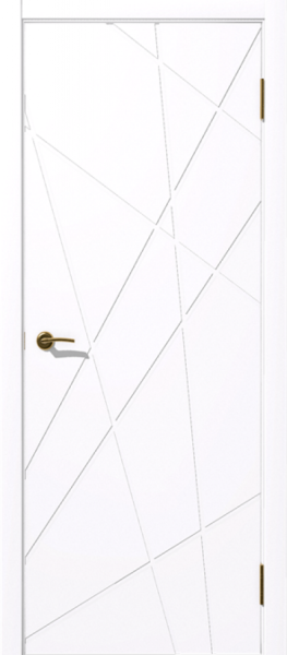 Межкомнатная дверь FlyDoors LINE 01 ДГ Вайт, кромка ПВХ черная с 2-х сторон 900х2000