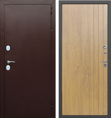 Входная дверь с терморазрывом AGAT Термолюкс Медный антик/ Дуб с вековыми кольцами 860х2050 Левое