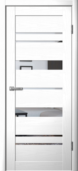 Межкомнатная дверь FlyDoors 283 ДО Ясень белый/ Черный лакобель 900х2000