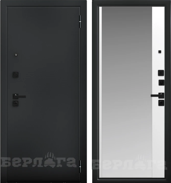 Входная дверь Берлога Ультра Магнум Букле черный/ Эмалит арктик 870х2060 Левое