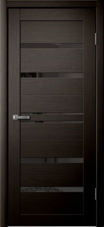 Межкомнатная дверь FlyDoors 293 (B1) ДО Дуб мокко/ Черный лакобель 600х2000