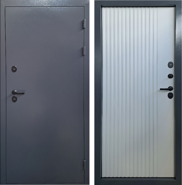 Входная дверь с терморазрывом Промет Термо Норд Графит RAL 7024/ Белое дерево 880х2050 Левое