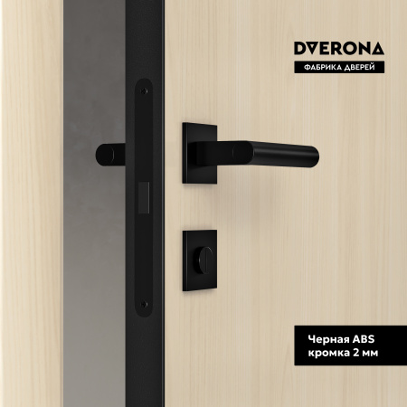 Межкомнатная дверь DVERONA Флэт CPL Ясень Аляска/ ABS черная 600х2000