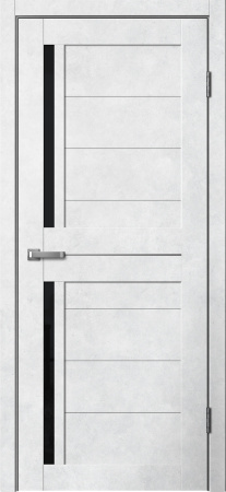 Межкомнатная дверь FlyDoors 202 ДО  Бетон светлый/ Черный лакобель  600х2000