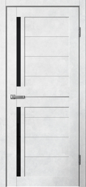 Межкомнатная дверь FlyDoors 202 ДО Бетон светлый/ Черный лакобель 600х2000